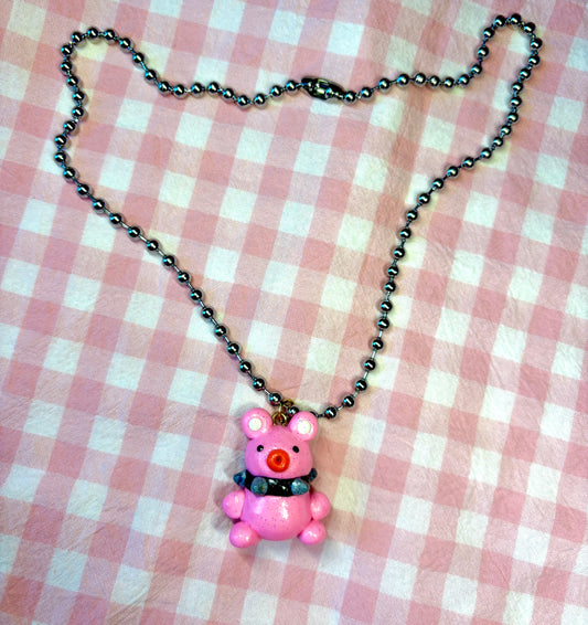 Pink Freak Bear Necklace