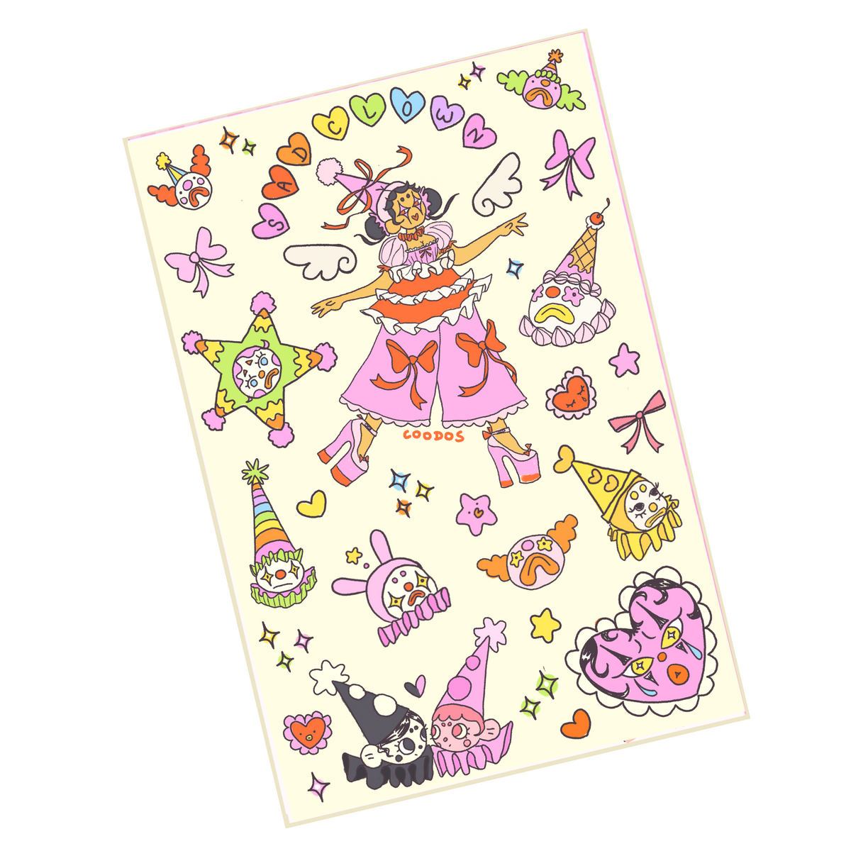 Sad Clown Sticker Sheet